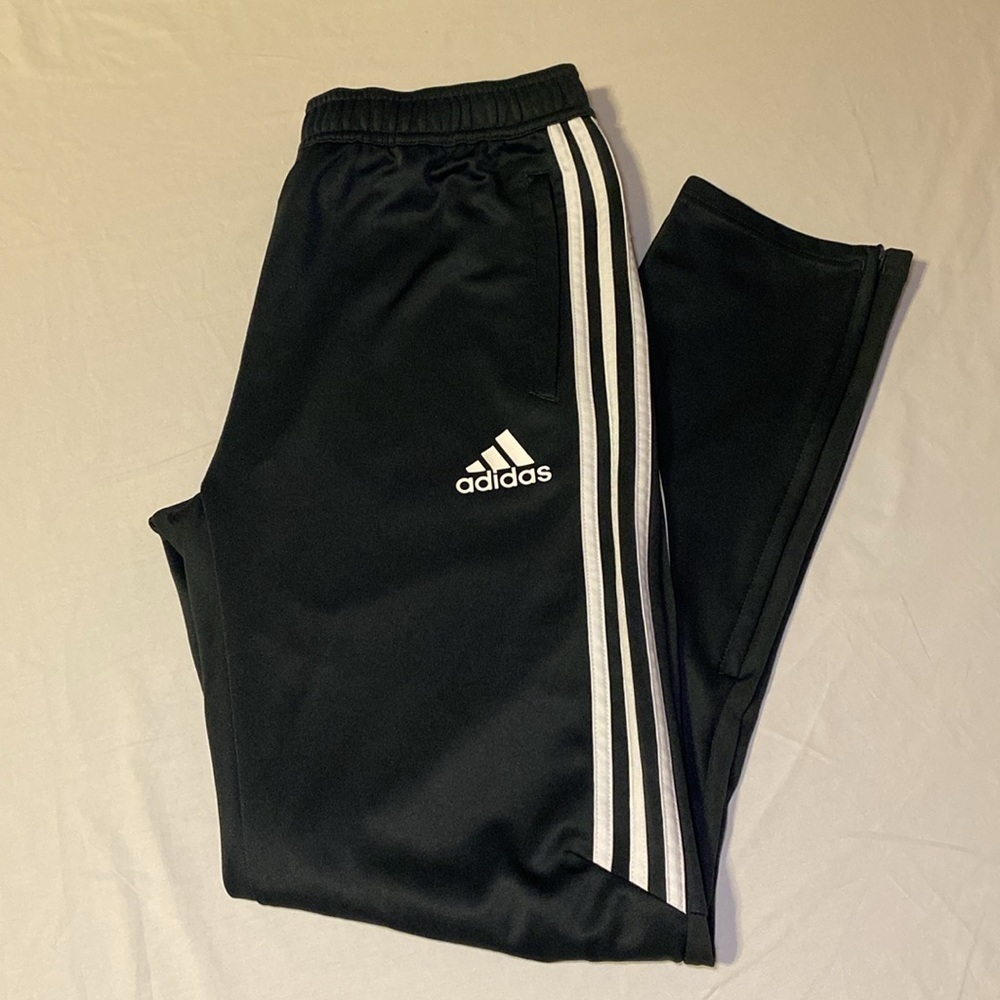 Adidas Trio Training Track Pants Ankle Zipper Black and White Size Boys XL NWOT